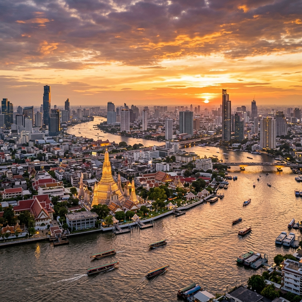 Bangkok, Thailand — Wat Arun at golden hour